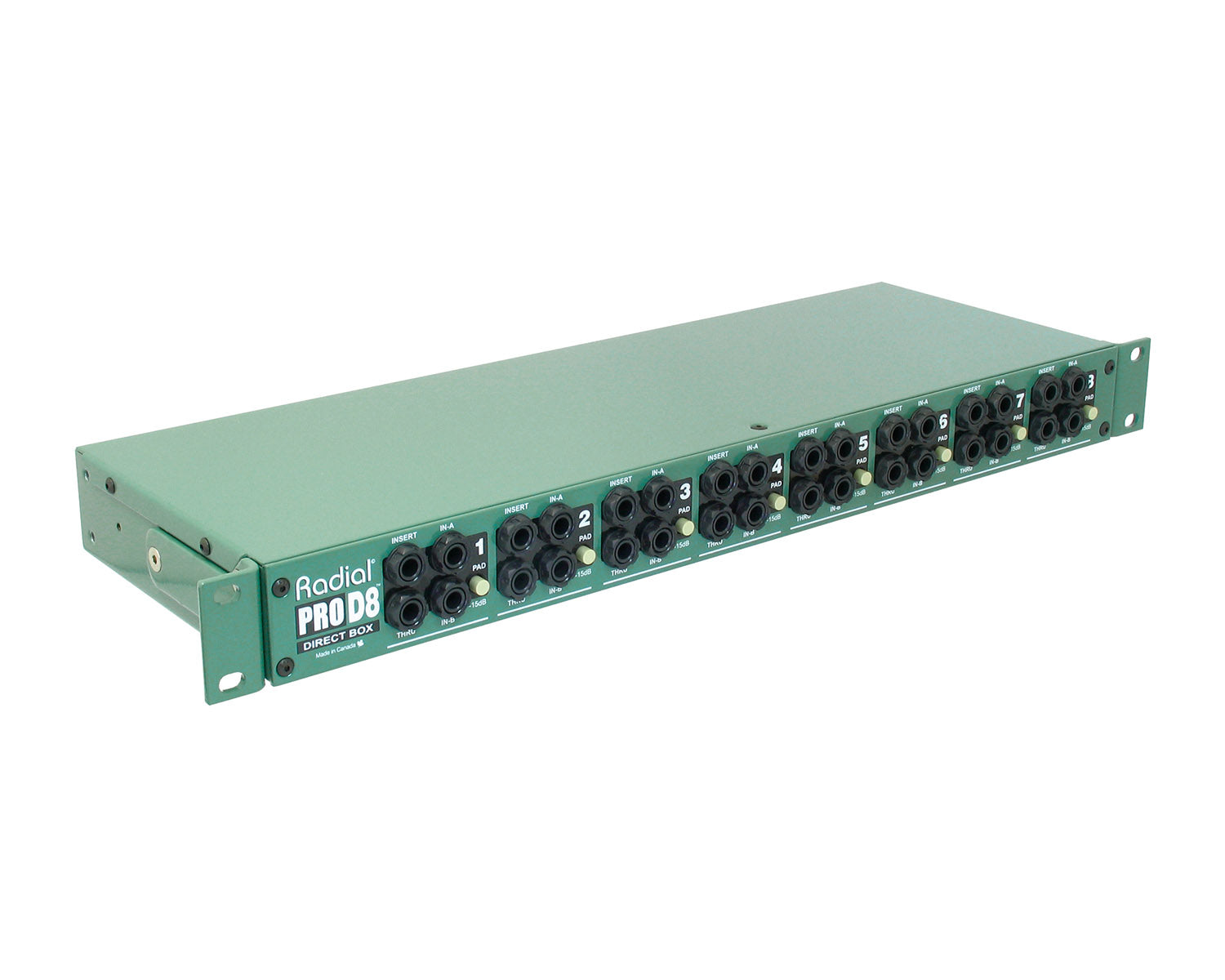RADPROD8 - Radial ProD8 8 Way Rack Mount DI Box with Reversible Rack Ears 1U  Image 3