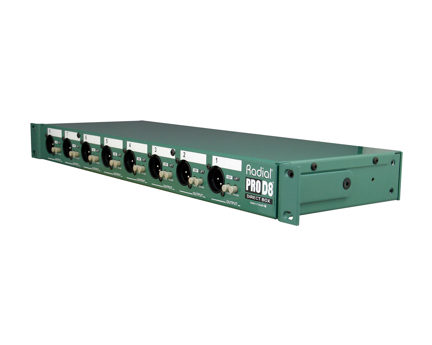 RADPROD8 - Radial ProD8 8 Way Rack Mount DI Box with Reversible Rack Ears 1U  Image 4