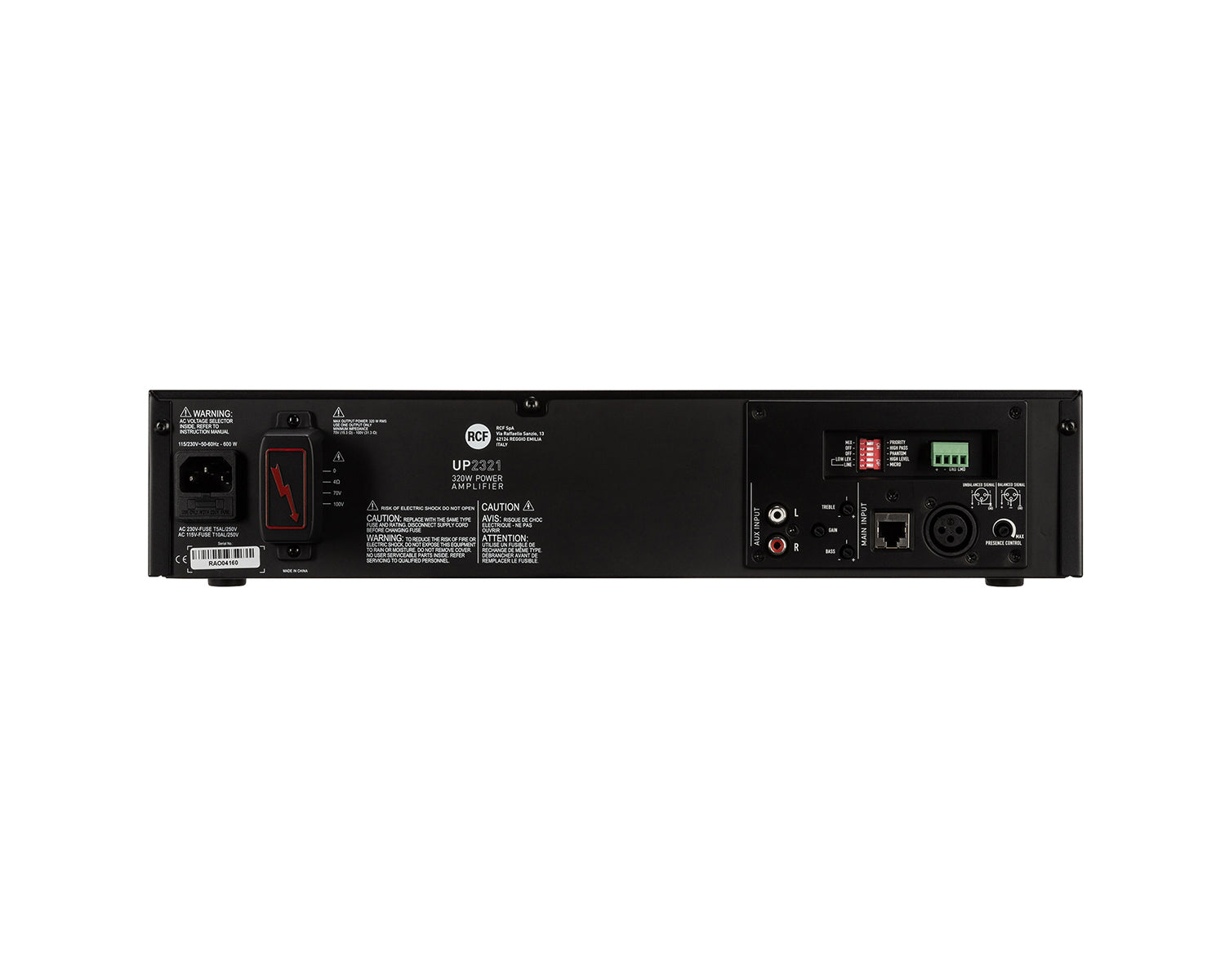 RCFUP2321 - RCF UP 2321 1 Channel 100V Line Power Amp 1x320W 2U Image 4