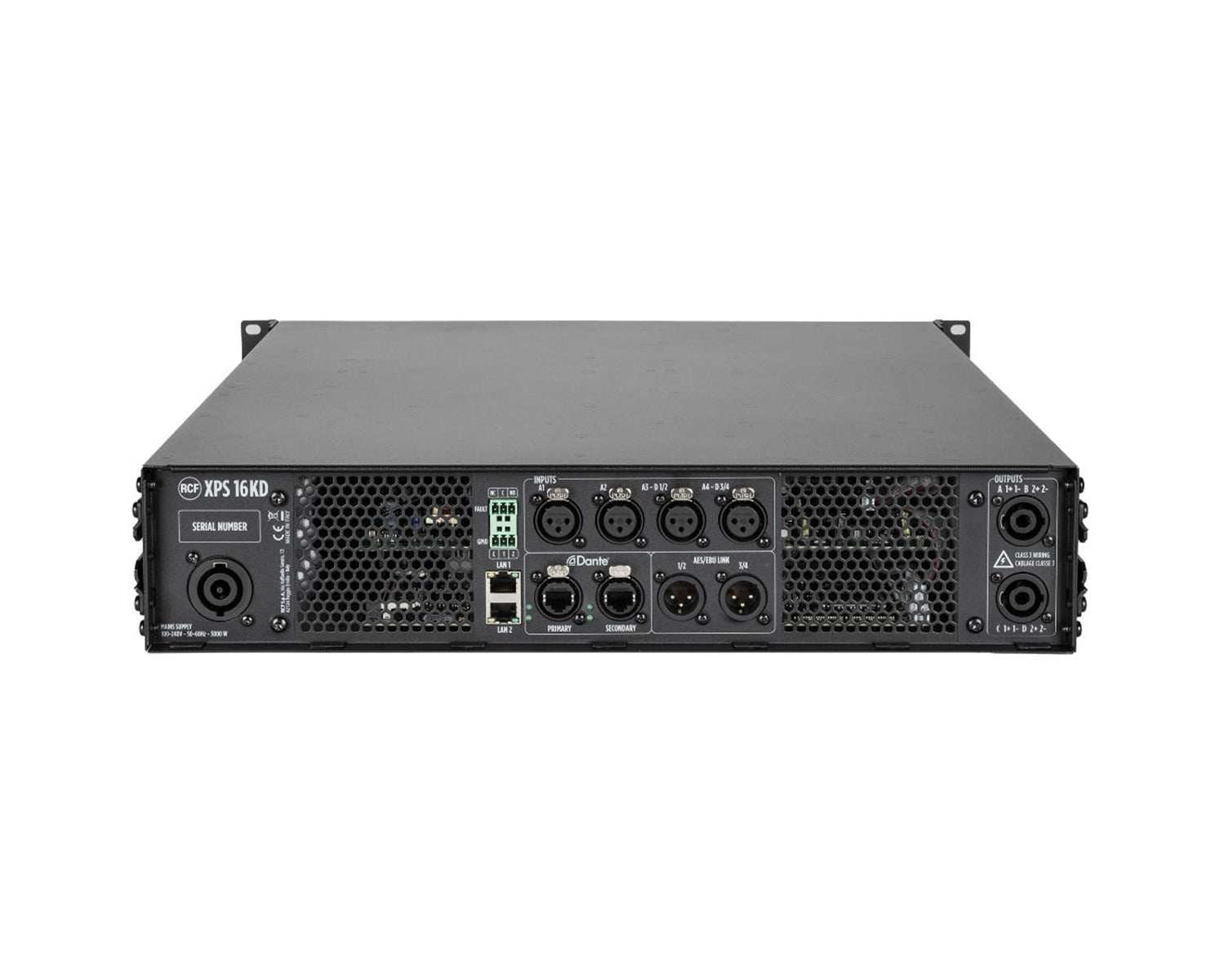 RCFXPS16KD - RCF XPS 16KD 4Ch Class D Power Amp 4x4000W @ 2.7ohm with RDNET or DANTE Image 6