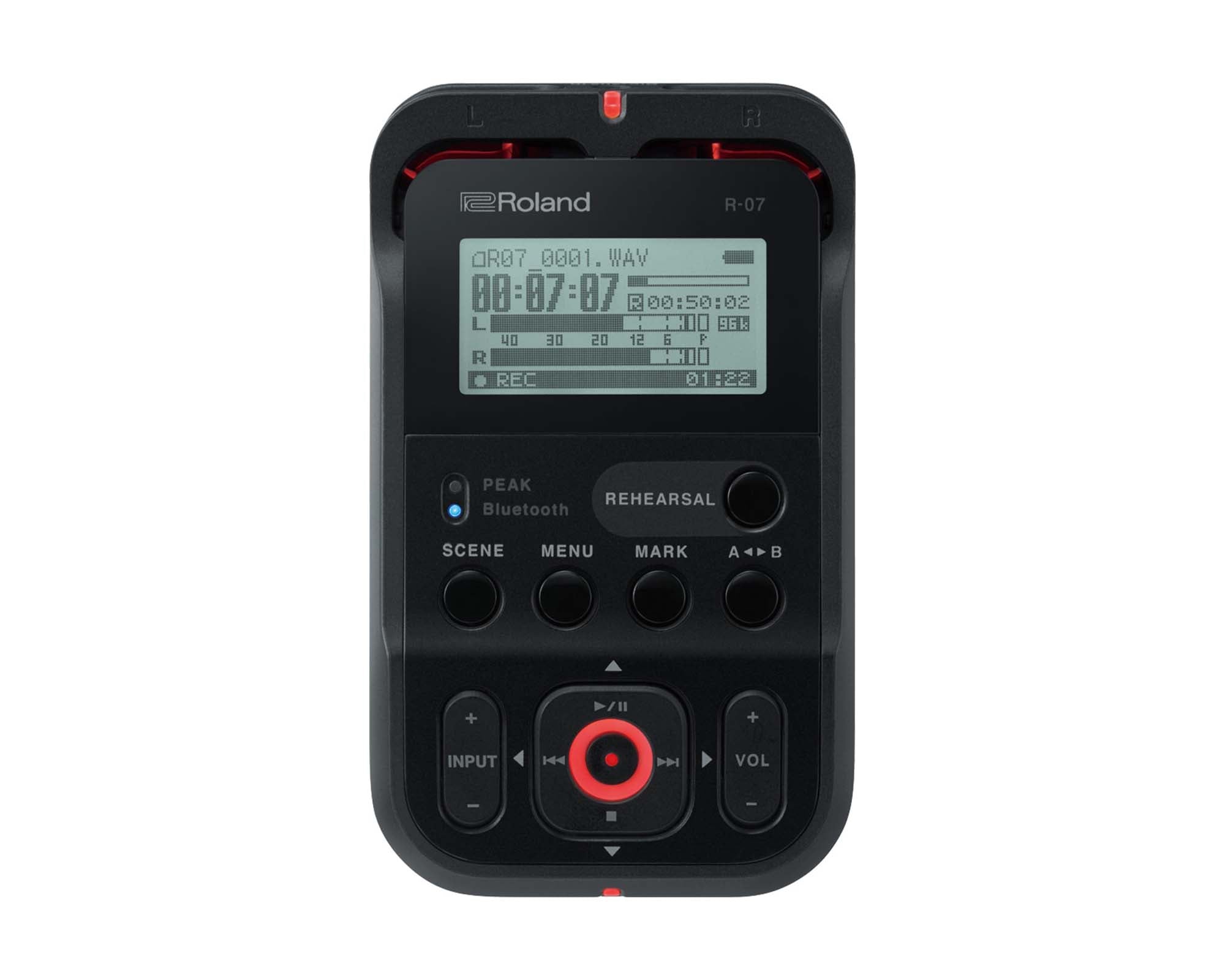 ROLR07 - Roland Pro AV R 07 Handheld High Resolution Audio Recorder and Bluetooth Black Image 1