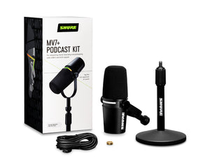 SHUMV7KBNDL - Shure MV7 and K BNDL Dynamic Podcast LED Microphone with Stand Black Image 1