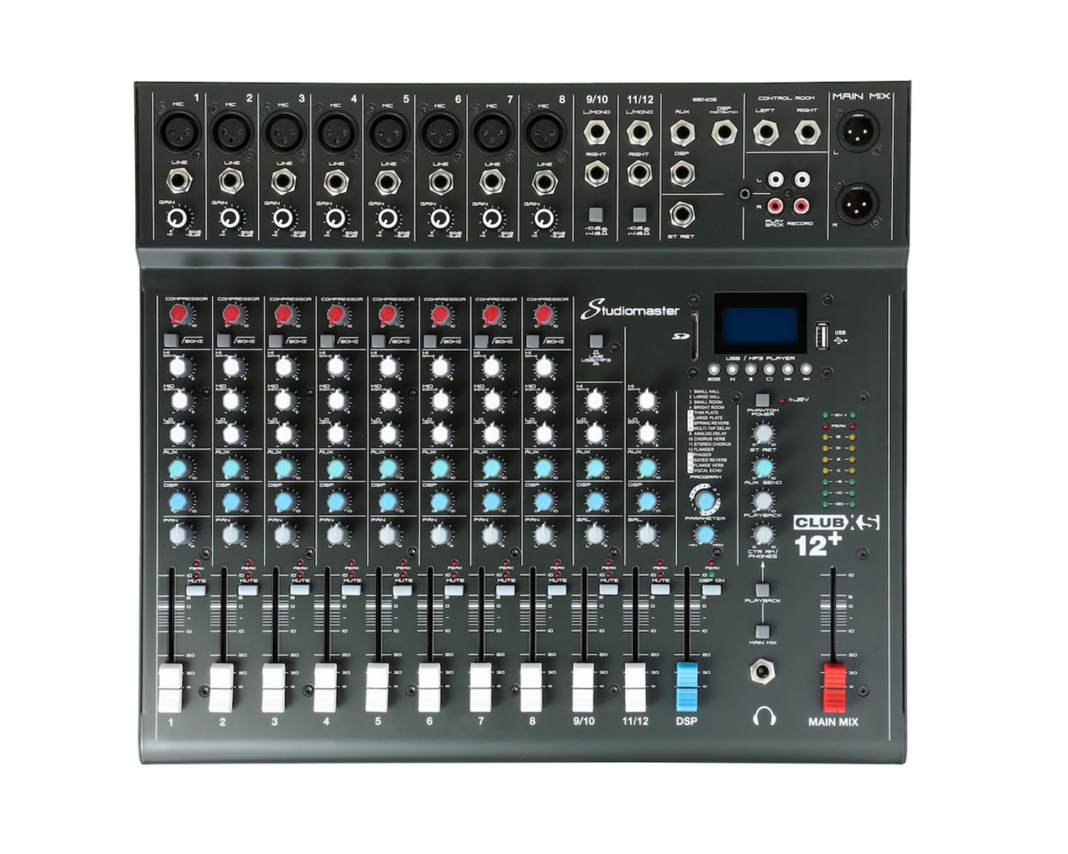 STUCLUBXS12P - Studiomaster Club XS 12 and 10CH Analogue DSP Mixer 10 Inputs or 6 Mic or 2 Stereo Image 1