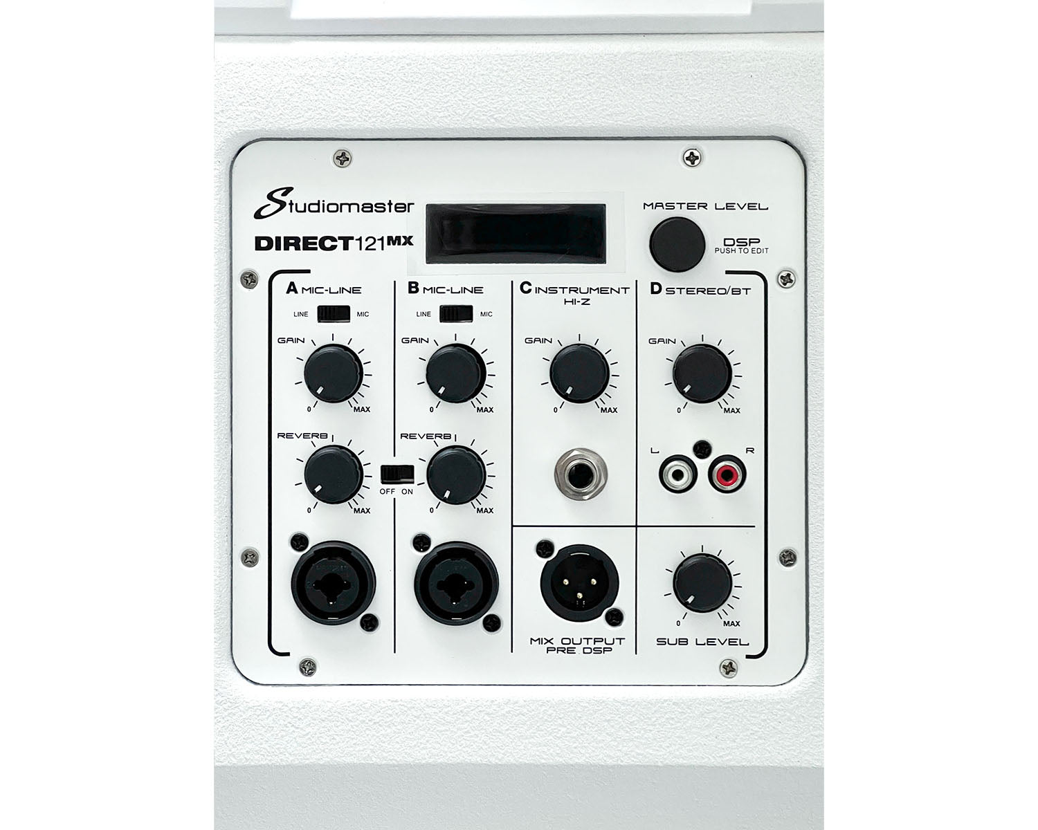 STUD121MXWH - Studiomaster DIRECT 121MX WHITE 12inch Active PA Speaker System and DSP Mixer Image 4