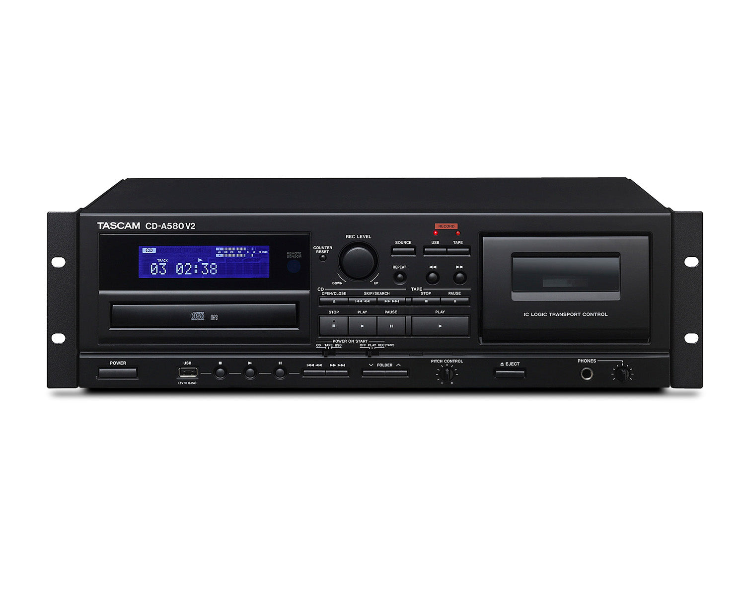 TASCDA580V2 - TASCAM CD A580 v2 CD Player or Cassette Deck or USB Recorder 19 3U Image 1
