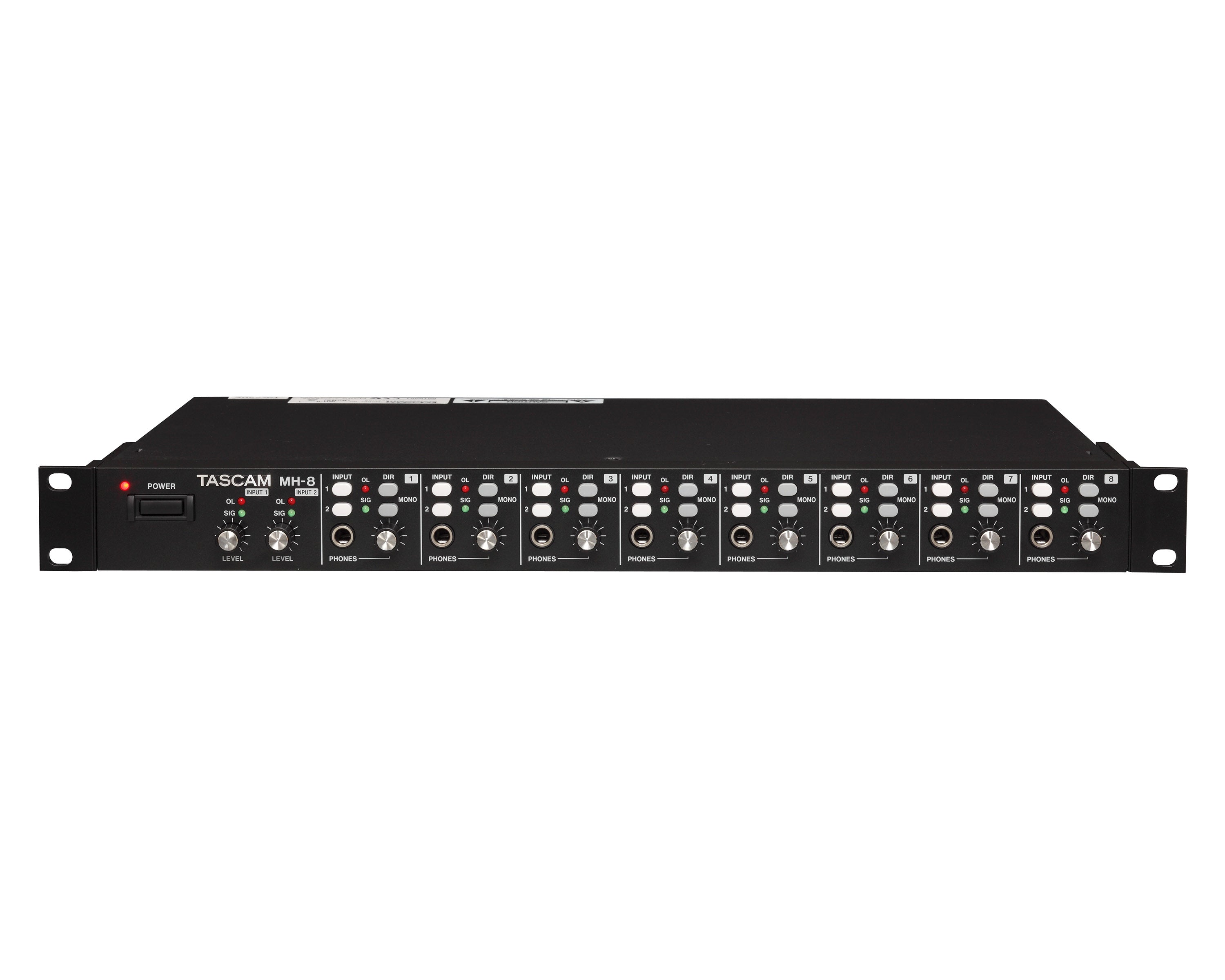 TASMH8 - TASCAM MH 8 8CH Stage or Studio Stereo Headphone Amplifier 2in 8out 1U Image 1