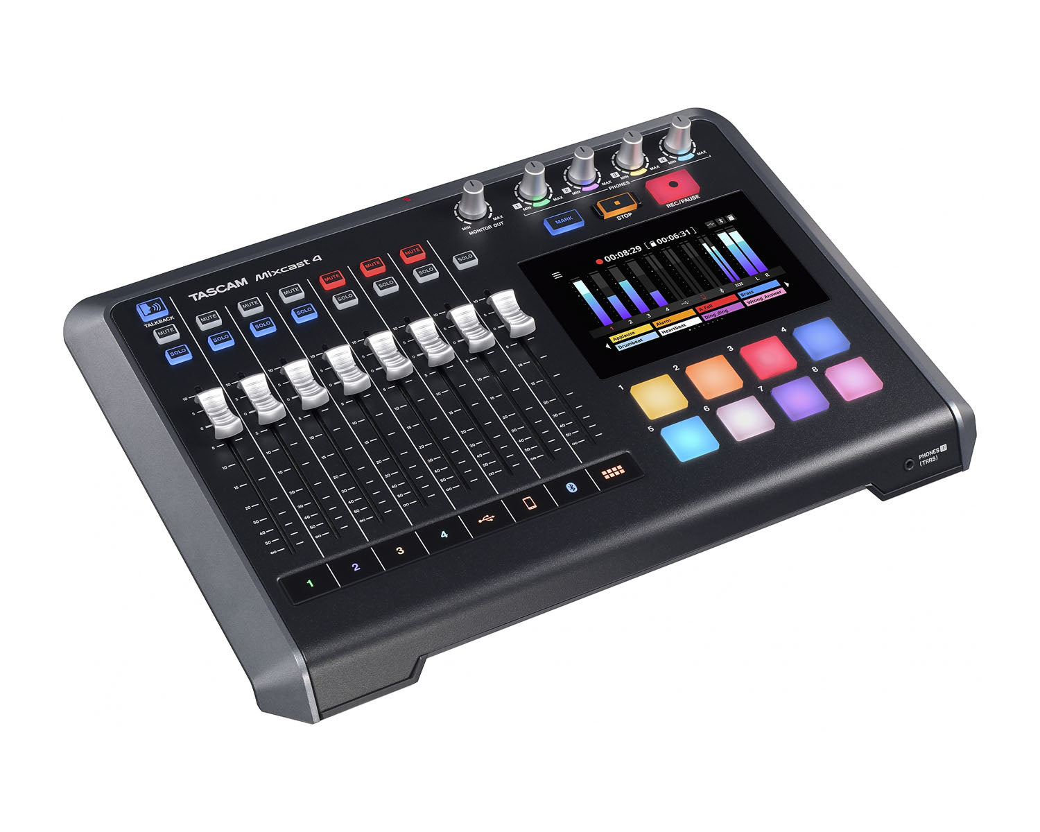 TASMIXCAST4 - TASCAM Mixcast 4 Podcast Recording Console with Recorder or USB Interface Image 3