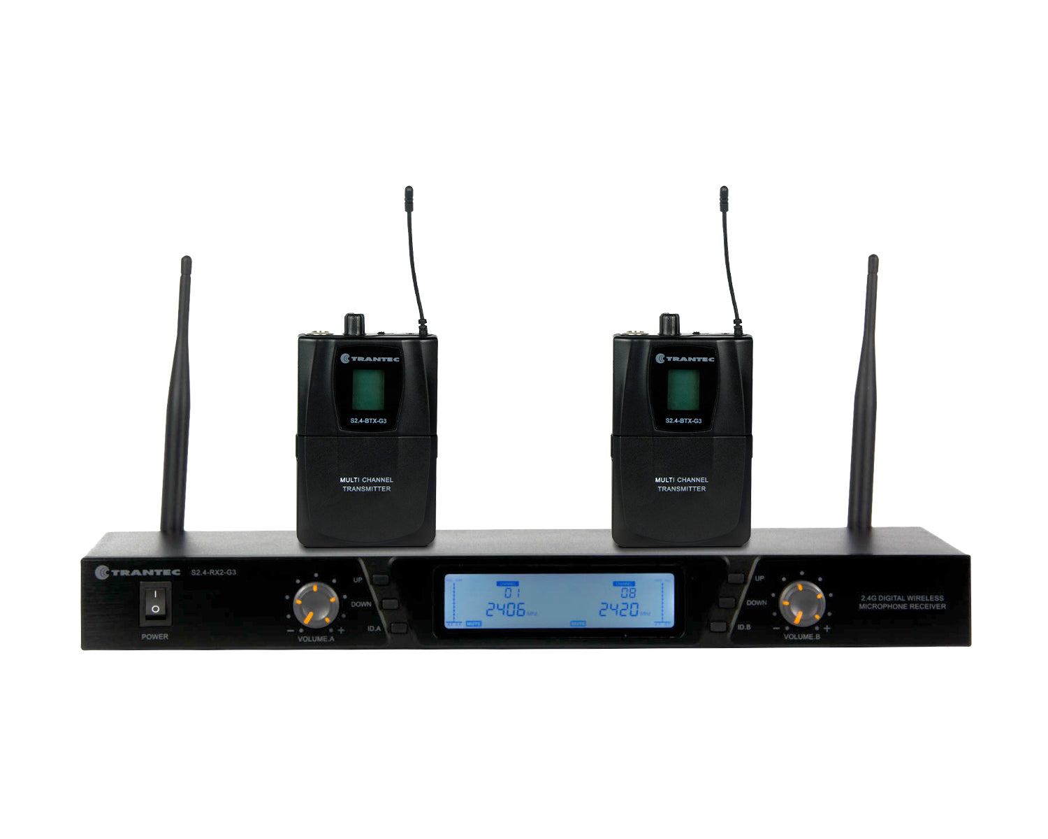 TRAS24BBX - Trantec S2.4BBX DUAL Beltpack Wireless Mic System (2x S2.4 BTX) 2.4GHz Image 1