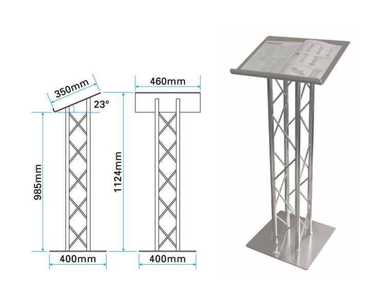 TRI100QLA - Trilite by OPTI 100 Series Quad Truss Lectern in Natural Aluminium Finish Image 2