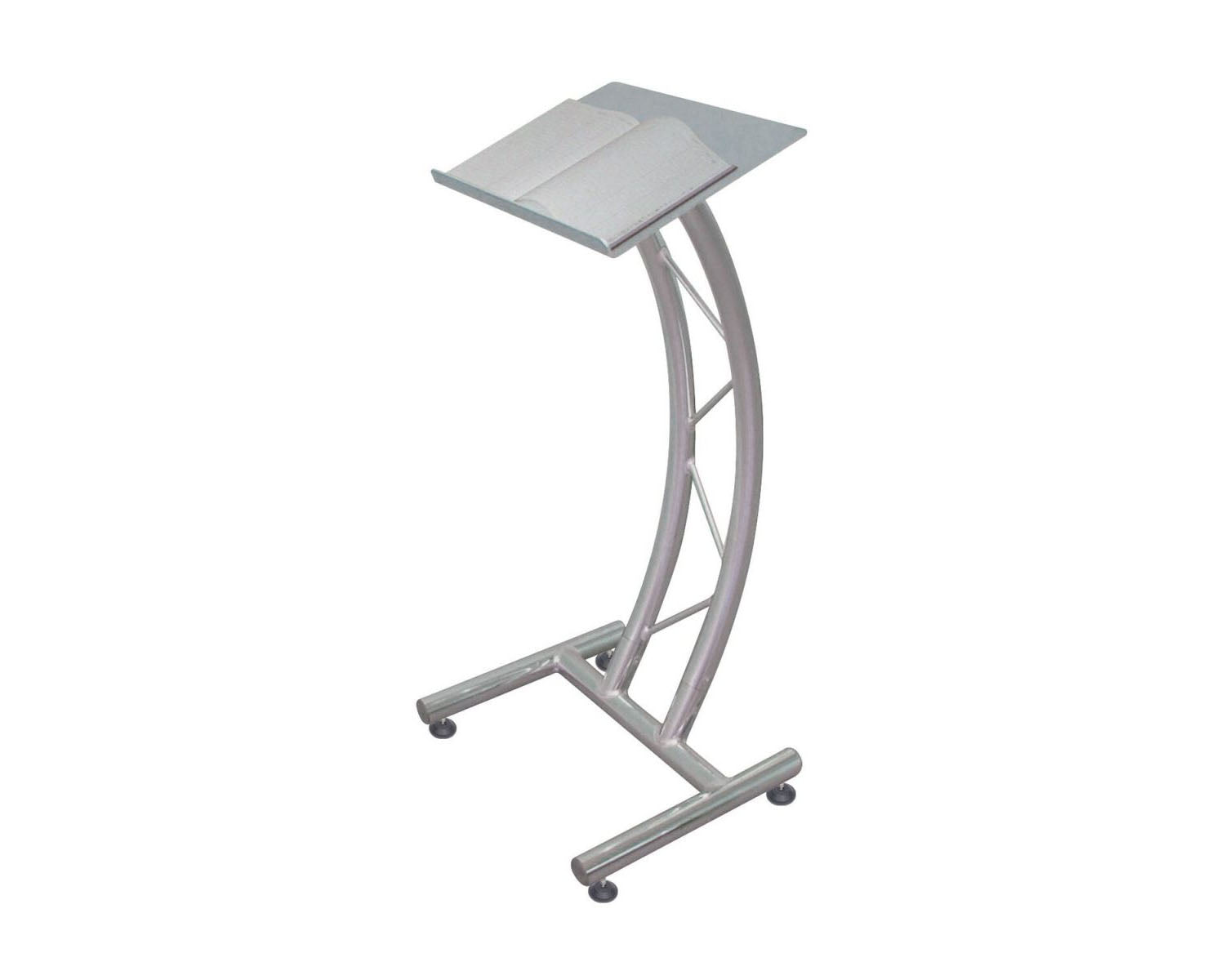 TRI200CLLA - Trilite by OPTI 200 Series Curved Ladder Truss Lectern in Natural Aluminium Image 1