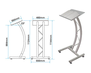 TRI200CLLA - Trilite by OPTI 200 Series Curved Ladder Truss Lectern in Natural Aluminium Image 2