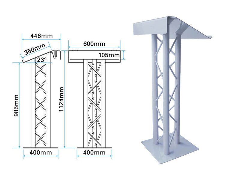 TRI200PLNA - Trilite by OPTI 200 Series Premier Truss Lectern in Natural Aluminium Finish Image 2