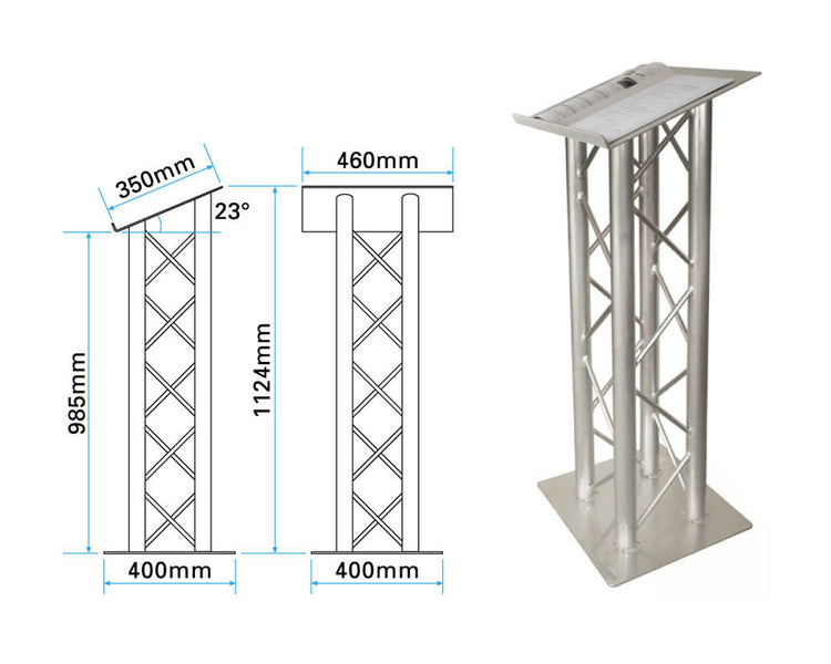 TRI200QLA - Trilite by OPTI 200 Series Quad Truss Lectern in Natural Aluminum Finish Image 2
