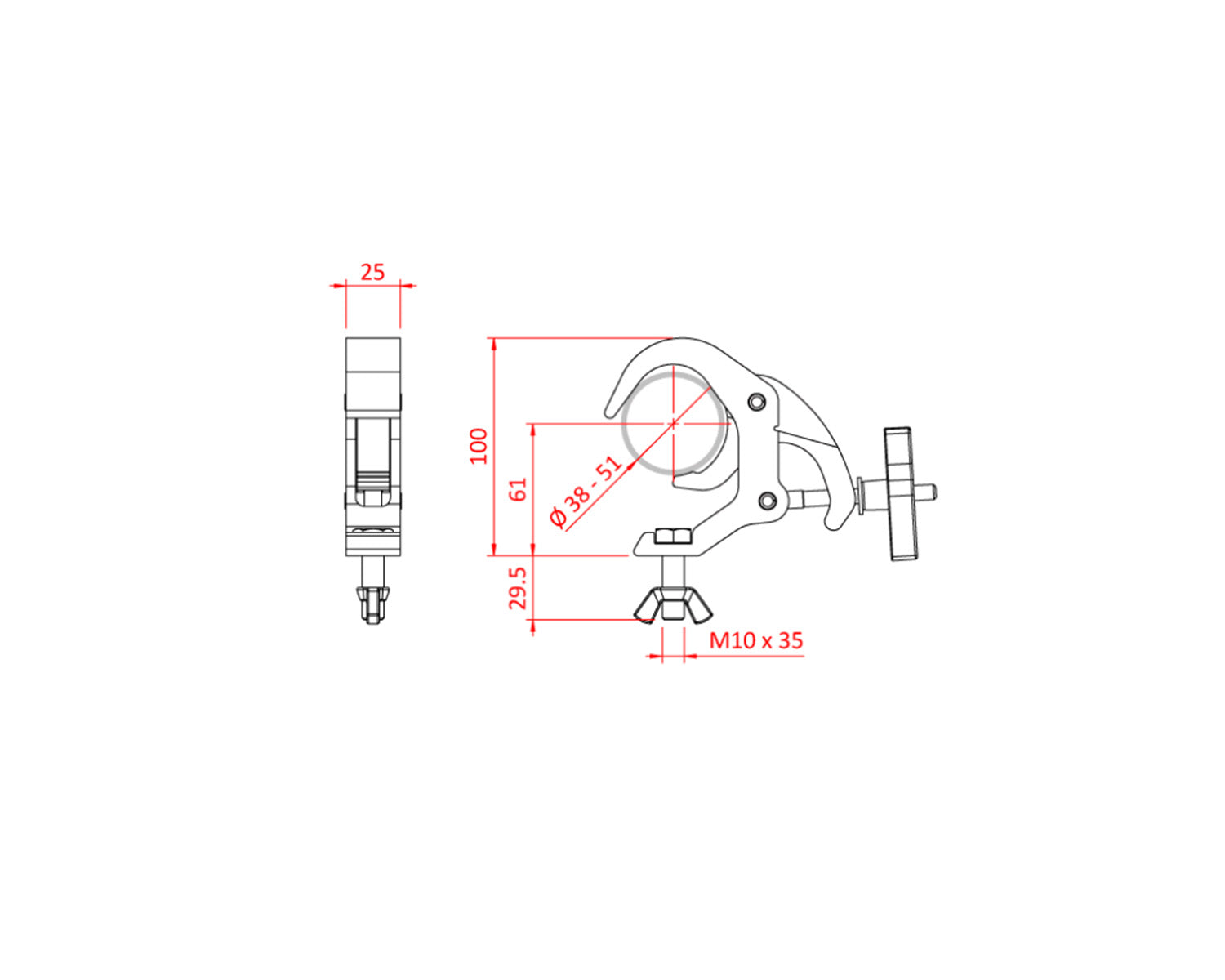 IP58650 Lightweight Quick Trigger Clamp 38-51mm WLL 50KG