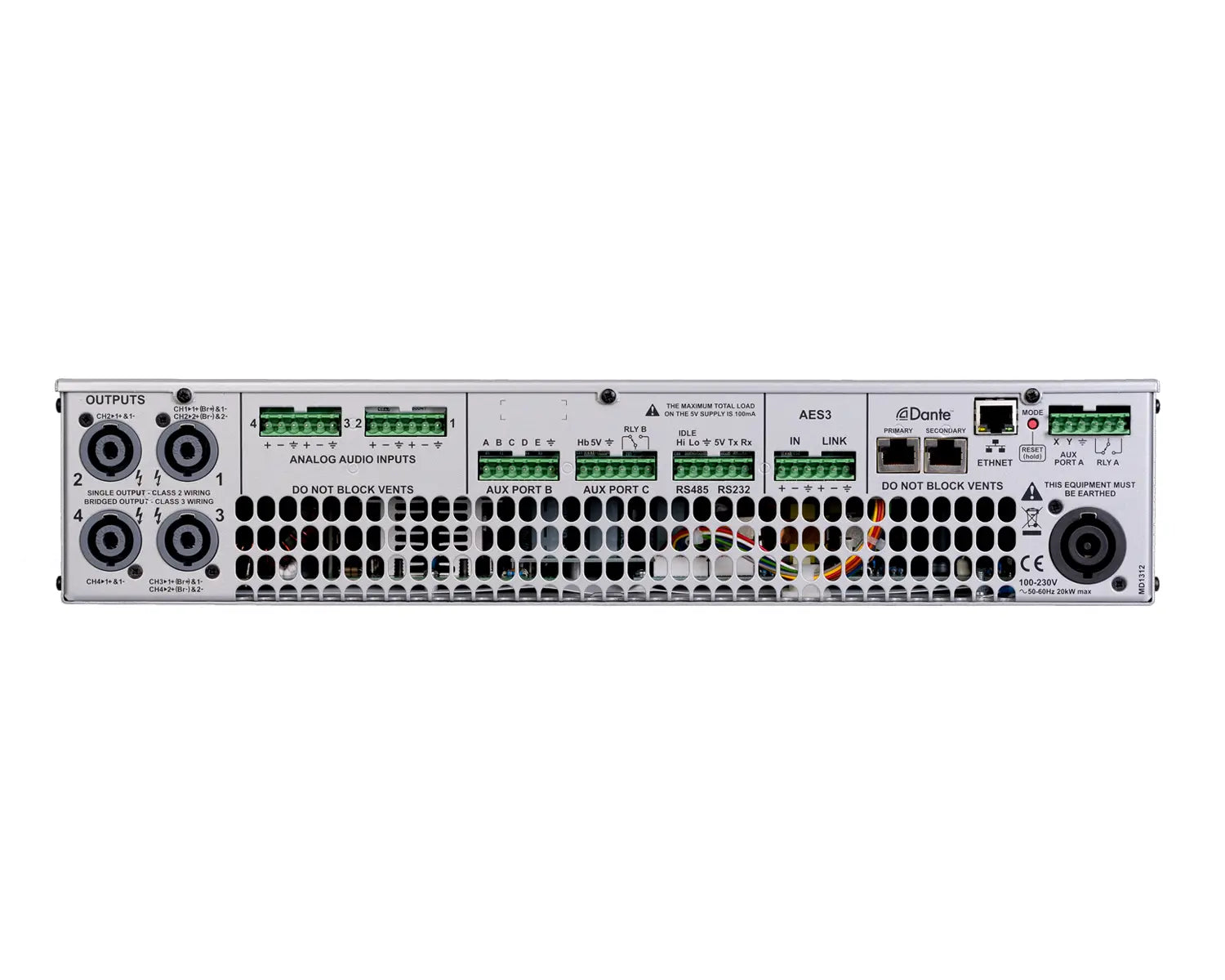 44 C10 4-Channel DSP Power Amplifier 4x2500W @ 4/100V 2U