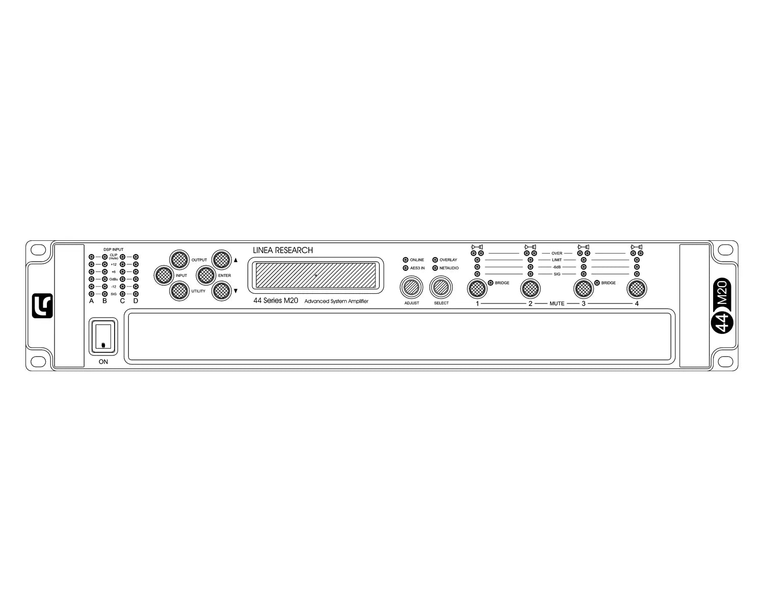 44 M6 Dante 4-Channel DSP Power Amplifier 4x1500W @ 4/100V 2U