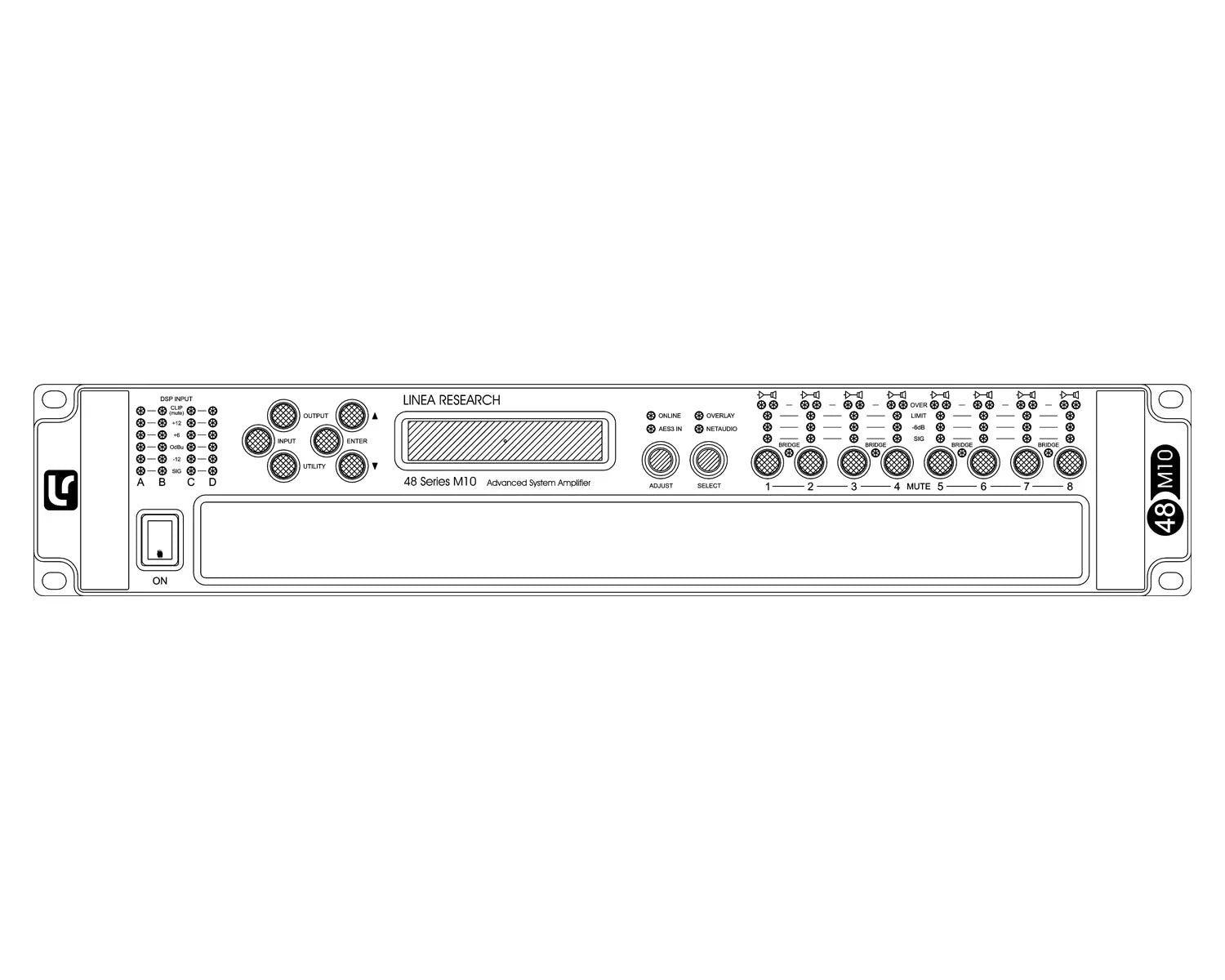 48 M10 8-Channel DSP Power Amplifer 8x1250W @ 4/100V 2U