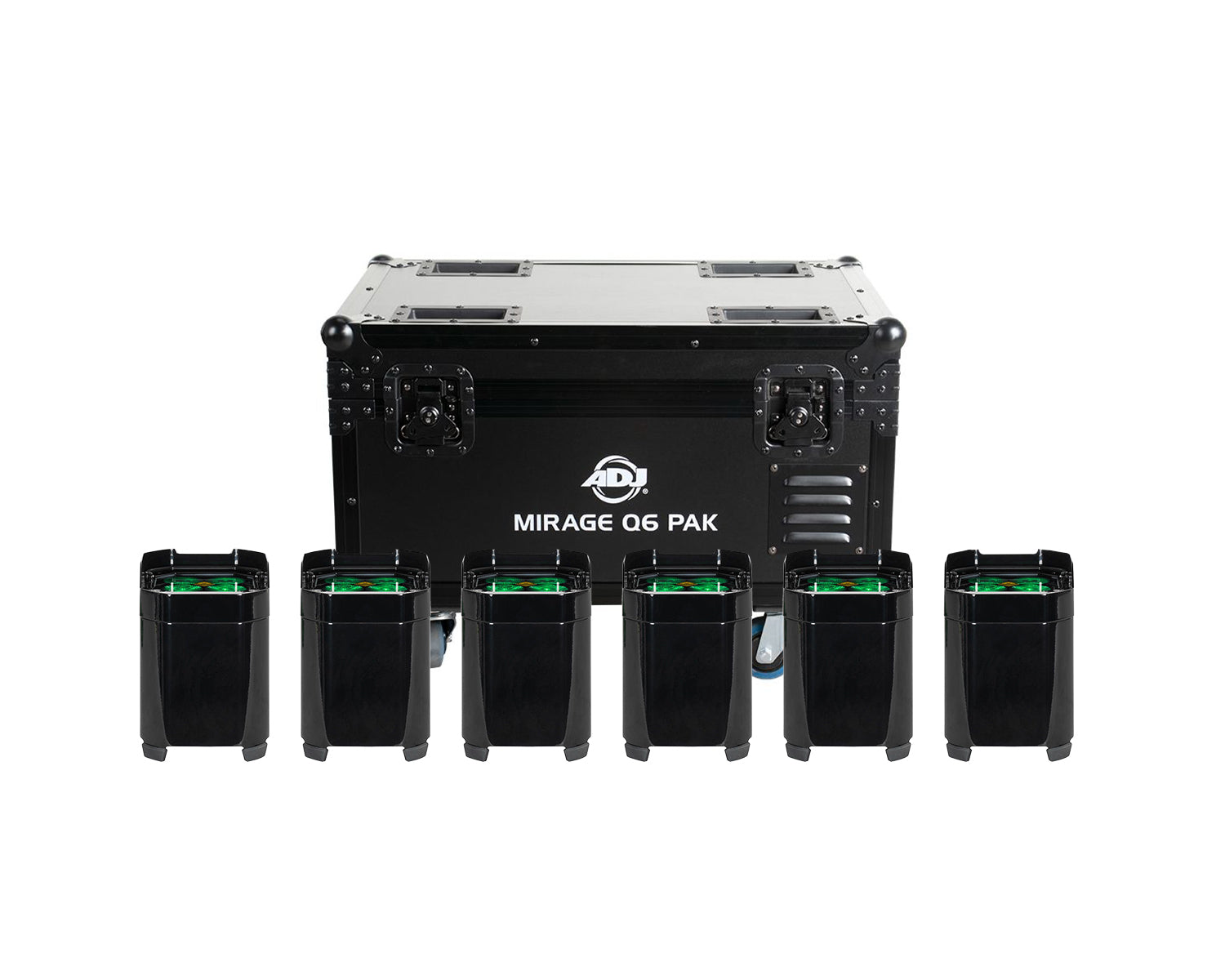 ADJ1226100422 - ADJ Mirage Q6 Pak LED Uplighter 6 in Charging Flightcase IP65 Black Image 1
