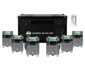 ADJELEH6PAKC - ADJ Element H6 Pak LED Uplighter 6 in Charging Flightcase IP54 Chrome Image 1