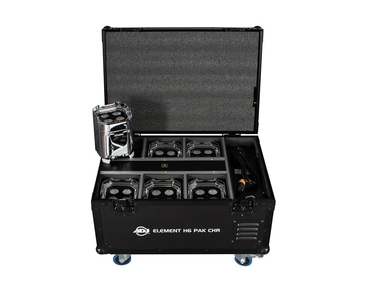 ADJELEH6PAKC - ADJ Element H6 Pak LED Uplighter 6 in Charging Flightcase IP54 Chrome Image 2