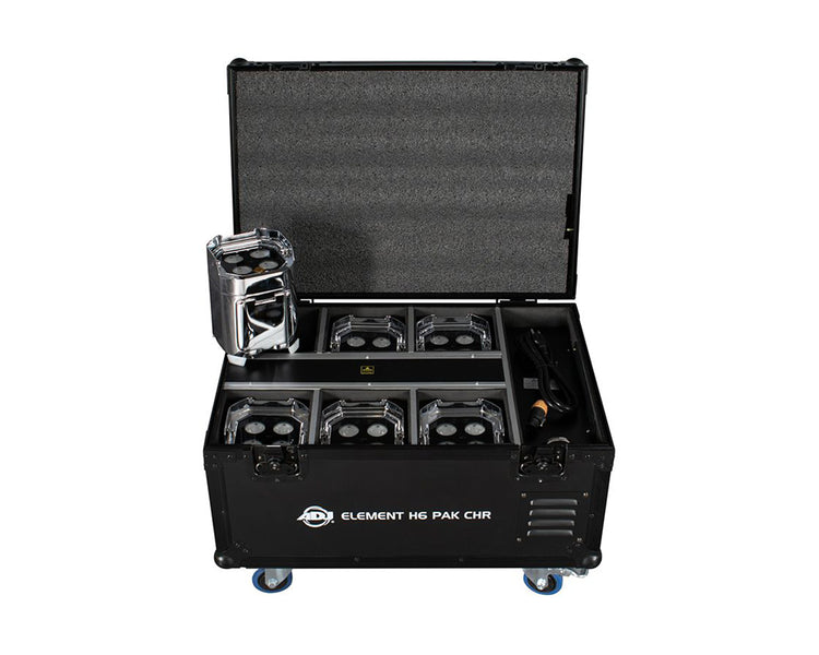 ADJELEH6PAKC - ADJ Element H6 Pak LED Uplighter 6 in Charging Flightcase IP54 Chrome Image 2