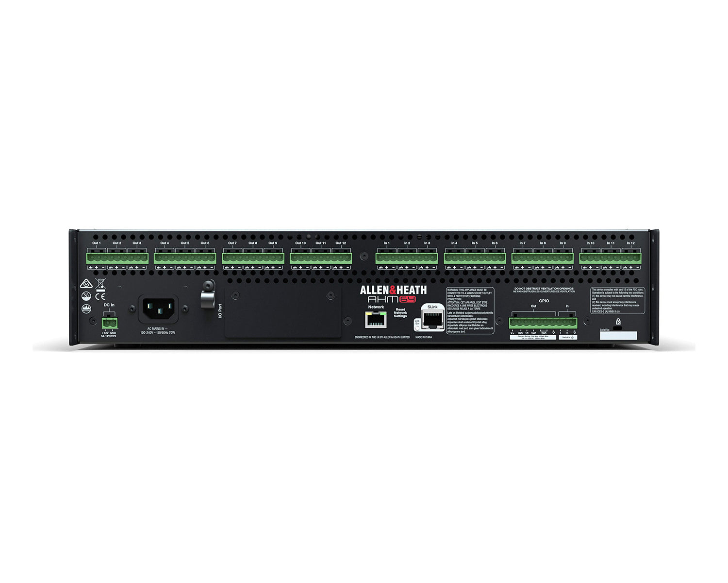 ALLAHM64 - Allen & Heath AHM 64 64x64 Digital Matrix Inc 12x12 Local Analogue I or O 2U Image 5
