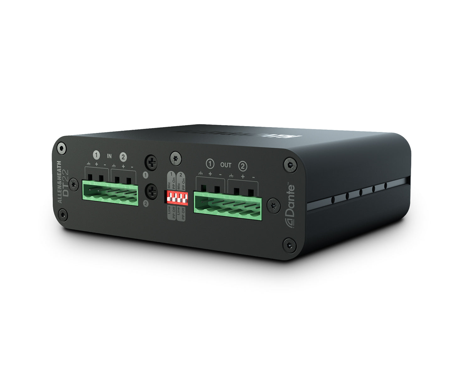 ALLDT22 - Allen & Heath DT22 Dante Input or Output Interface 2 In or 2 Out Pheonix Ex PSU Image 1