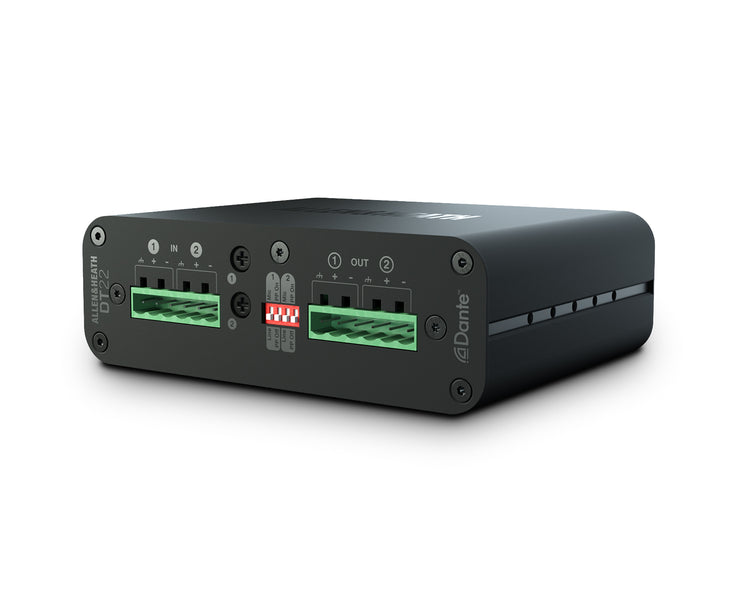 ALLDT22 - Allen & Heath DT22 Dante Input or Output Interface 2 In or 2 Out Pheonix Ex PSU Image 1