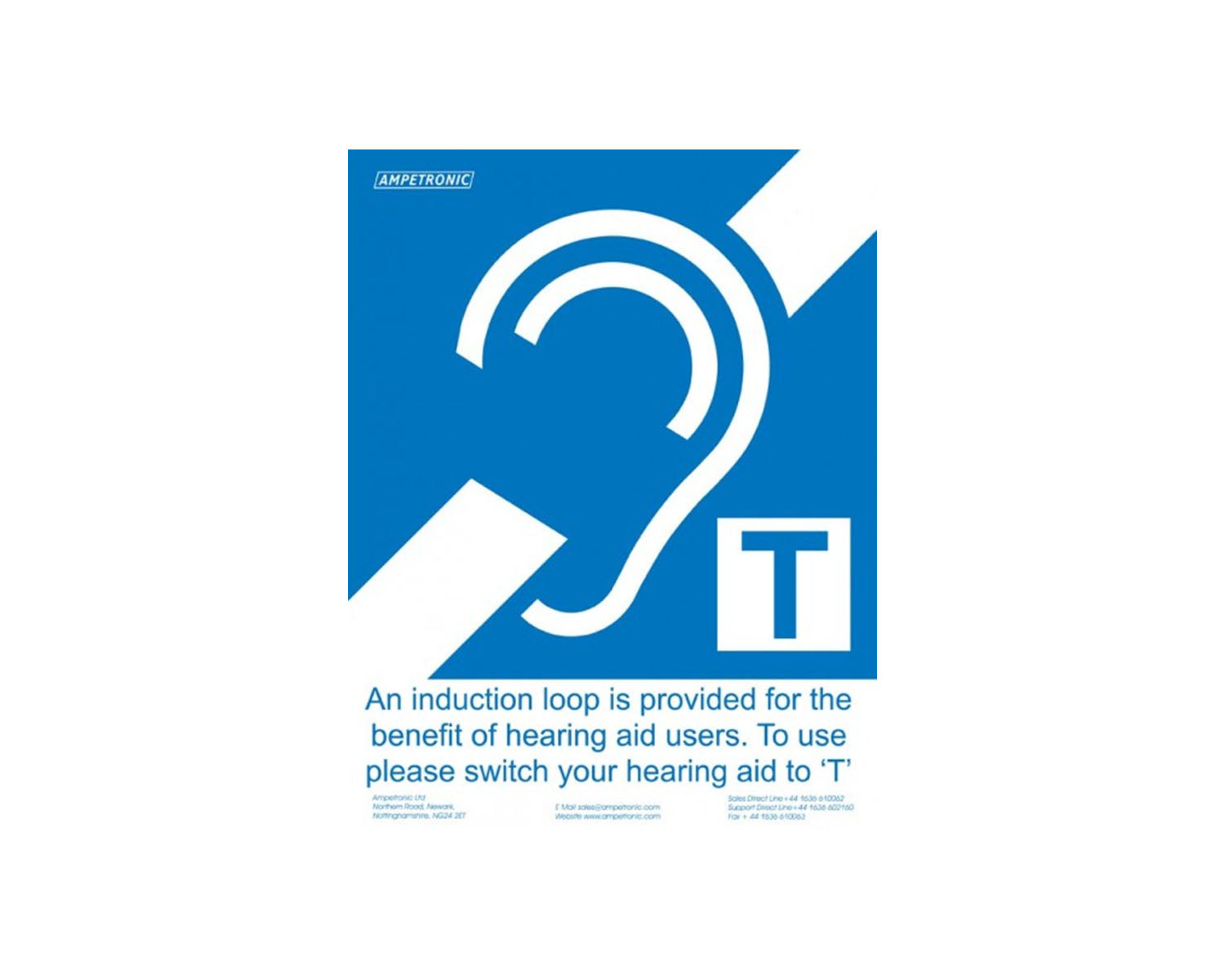 AMPDASA6 - Ampetronic Deaf Aid Adhesive Sign Small (A6) Image 1