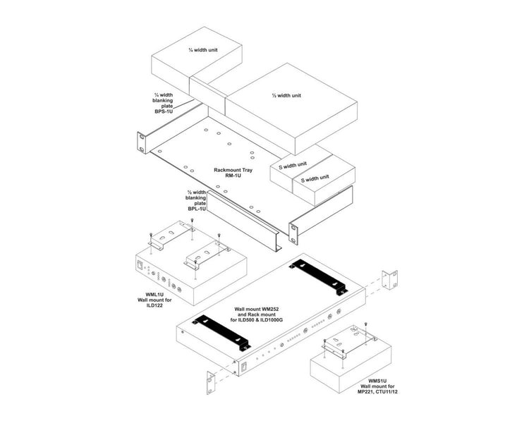 AMPWMF1U - Ampetronic WMF 1U PAIR of Wall Brackets for ILD500 and LD1000G Image 1