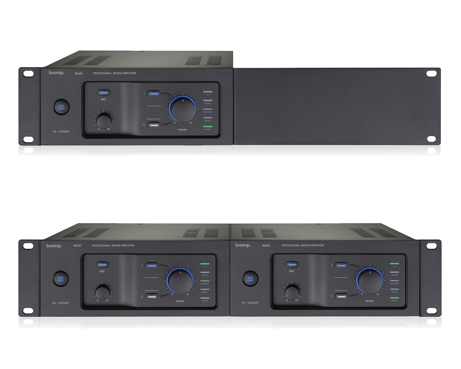 APAMA60 - Apart MA60 (APART) 100V Half Rack Mixer Amp 60W 1 Mic or 2 Line 2U Image 3