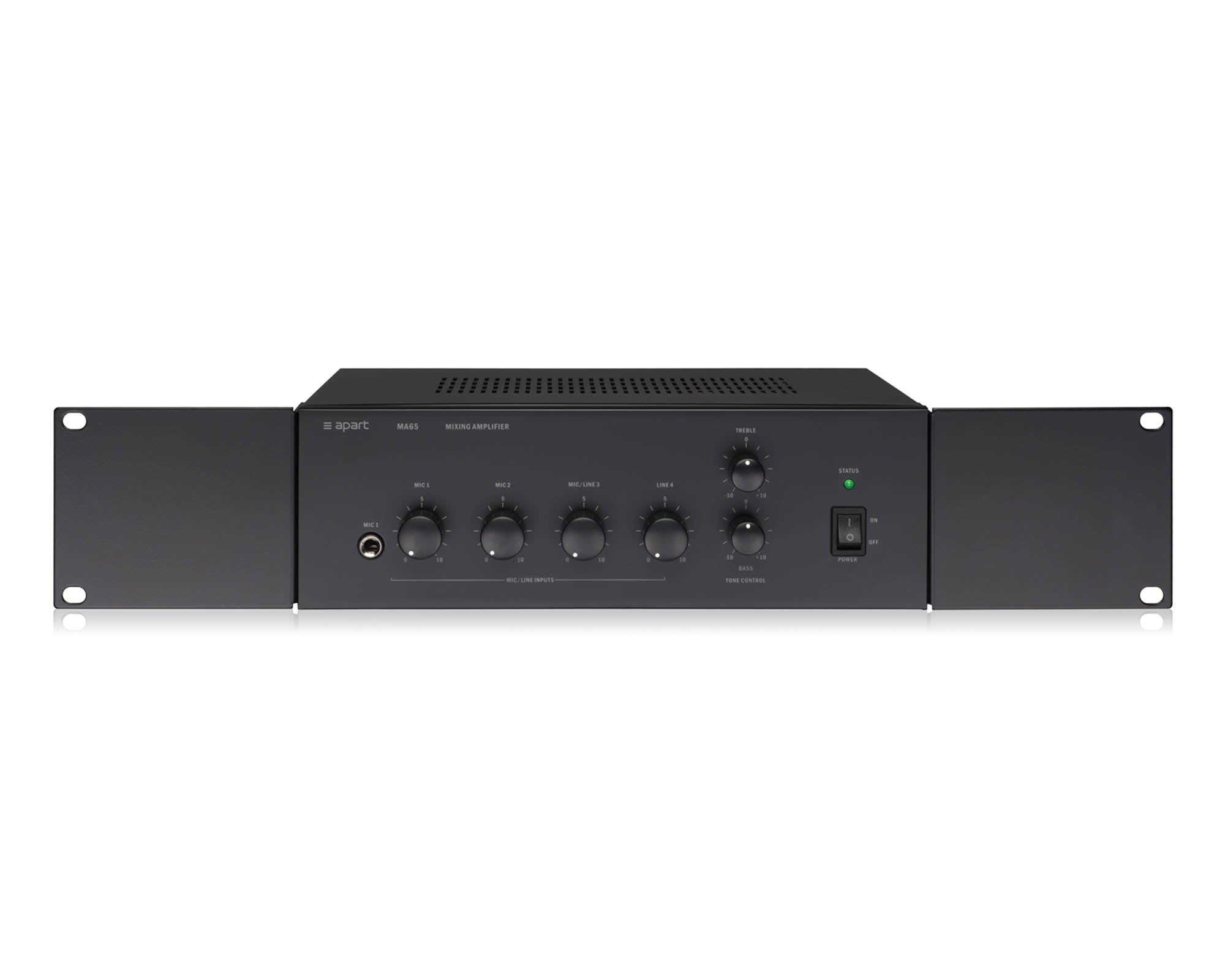 APAMA65 - Apart MA65 100V Mixer Amp 65W 3 Mic or 2 Line 230VAC 2U Exc Rack Ears Image 1