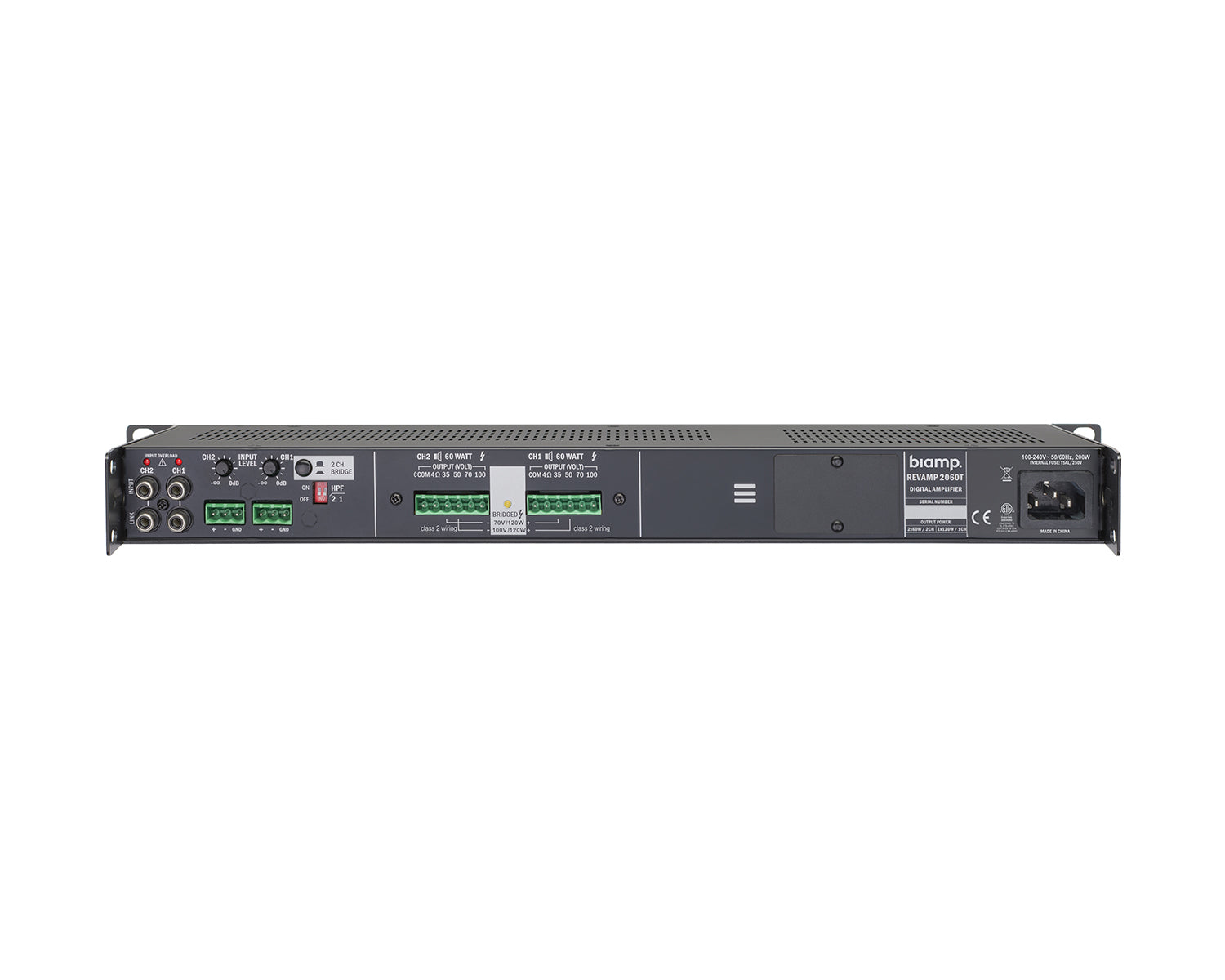 APAR2060T - Apart Revamp 2060T 2Ch Class D Fanless Amp 2 x 60W 100V or 4ohm 1U Image 2