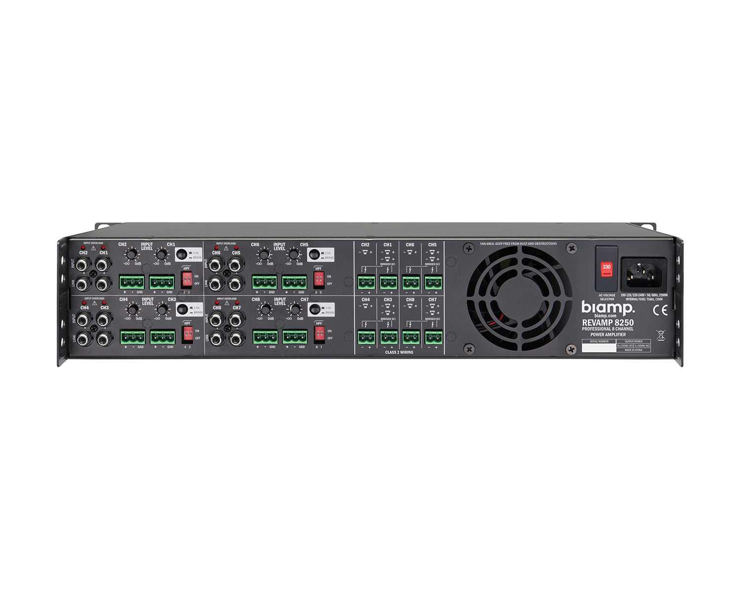 APAR8250 - Apart Revamp 8250 8Ch Class D Amp 8 x 250W@4ohm 4 x 500W@8ohm 2U Image 2