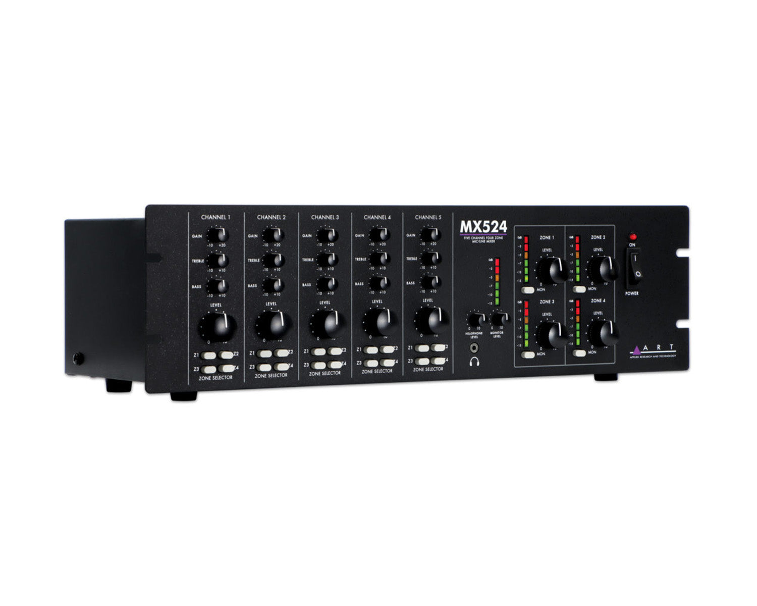 ARTMX524 - ART Pro Audio MX524 5 Channel 4 Zone Mixer Mic or Line XLR IN or 4x Euro OUT 19inch 3U Image 1