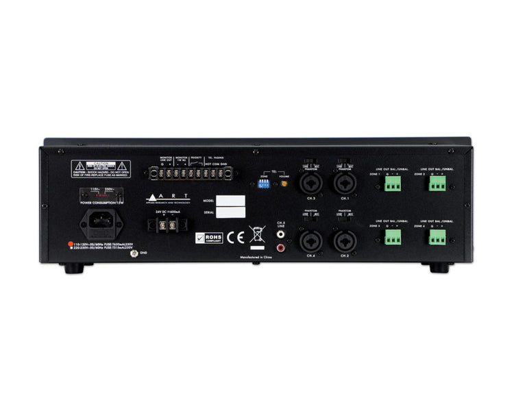 ARTMX524 - ART Pro Audio MX524 5 Channel 4 Zone Mixer Mic or Line XLR IN or 4x Euro OUT 19inch 3U Image 3
