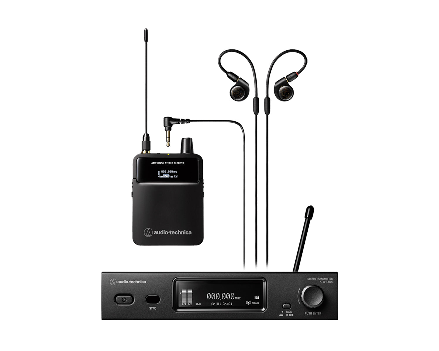 AUDA3255EG2 - Audio Technica ATW 3255 IEM System 580 714 MHz (EG2) Inc ATH E40 Earphones Image 1