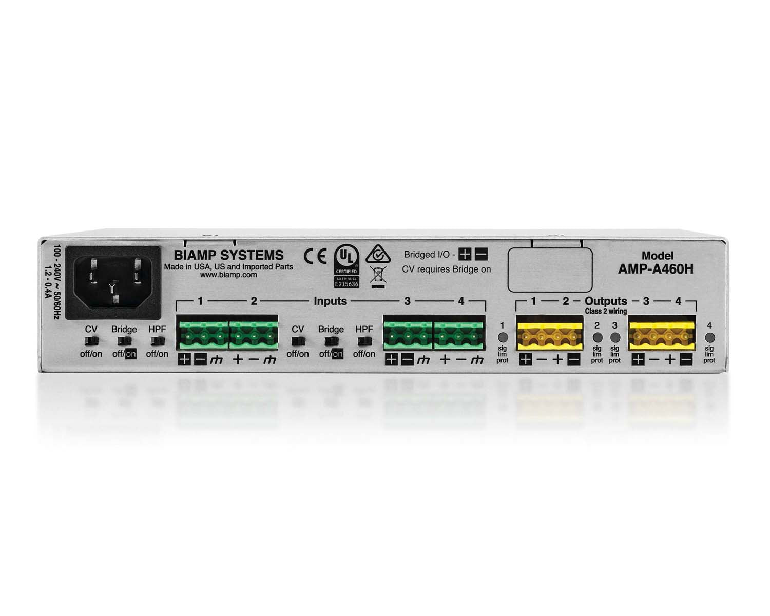 BIAAMPA460H - Biamp Tesira AMP A460H 4x60W Compact Digital Network Amplifier Image 2