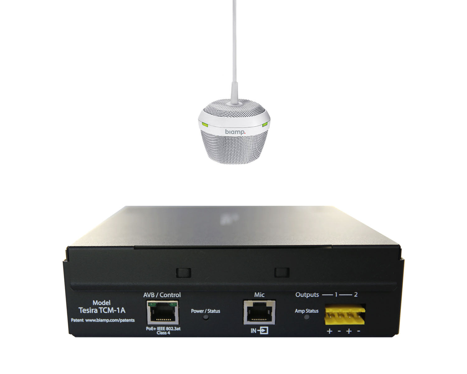 BIAPTCM1AW - Biamp Parle TCM 1A Pendant AVB Beamtracking Mic and PoE Amplifier White Image 1
