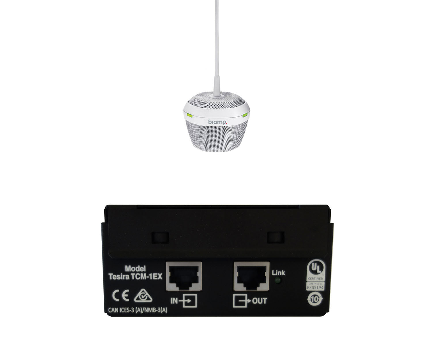BIATCM1EX - Biamp Parle TCM 1EX Expansion Pendant AVB Beamtracking Microphone White Image 1