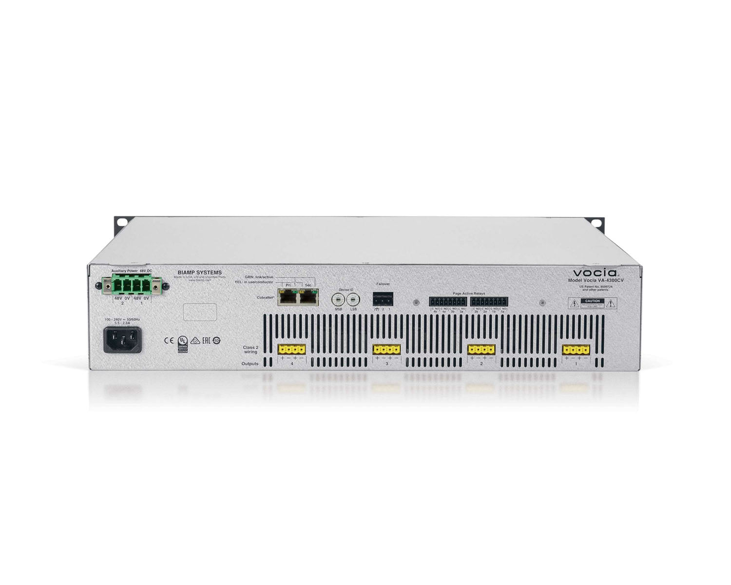 BIAVVA4300CV - Biamp Vocia VA 4300CV 4x300W Digital Network Amplifier 70 or 100v 2U Image 2