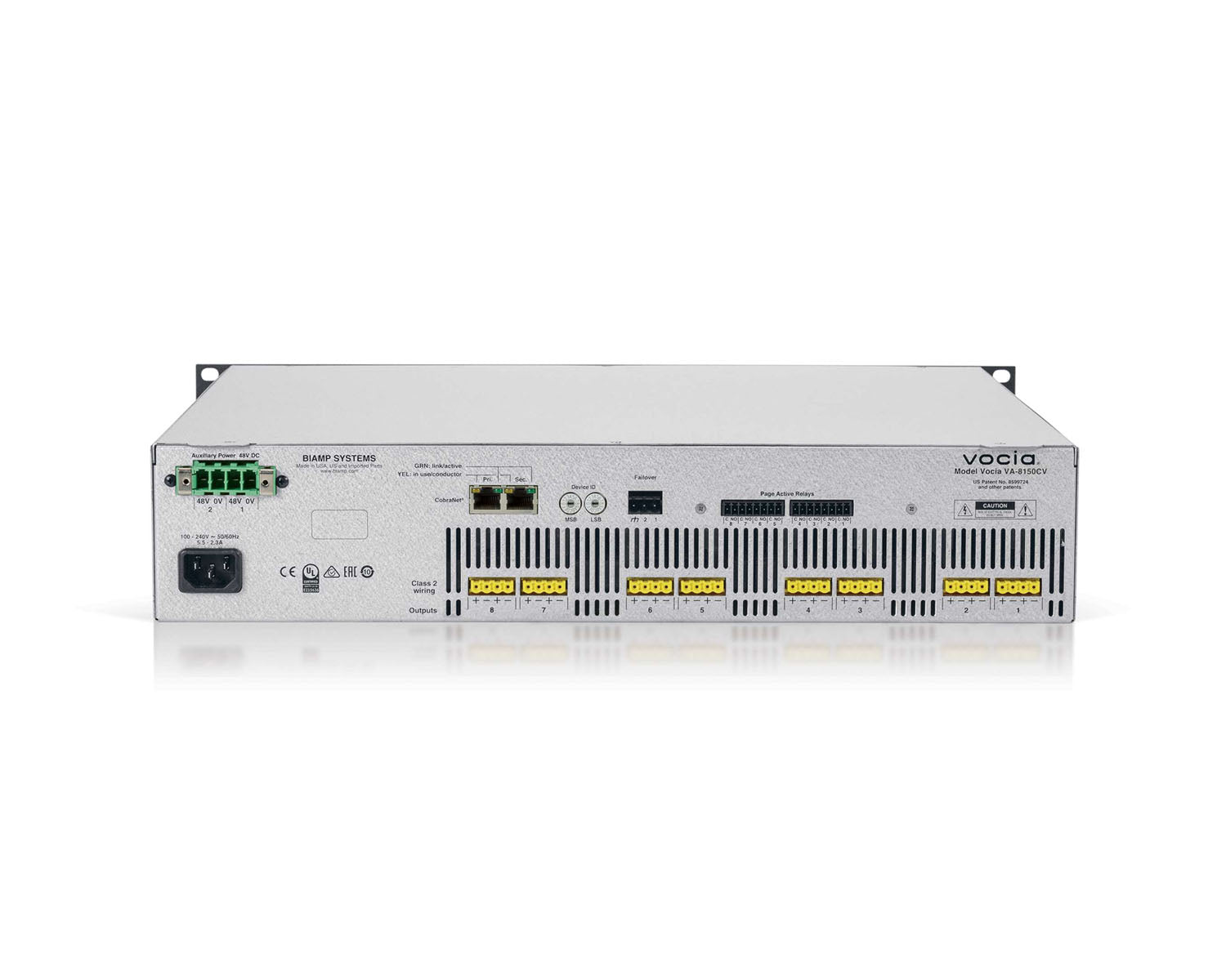 BIAVVA8150CV - Biamp Vocia VA 8150CV 8x150W Digital Network Amplifier 70 or 100v 2U Image 2
