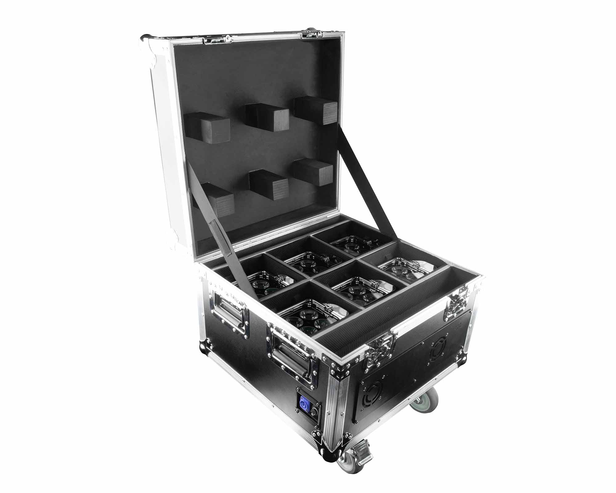 CHAWELLFIT - CHAUVET Professional WELL Fit DMX LED Uplighter 6x in Charging Flightcase Chrome IP65 Image 1