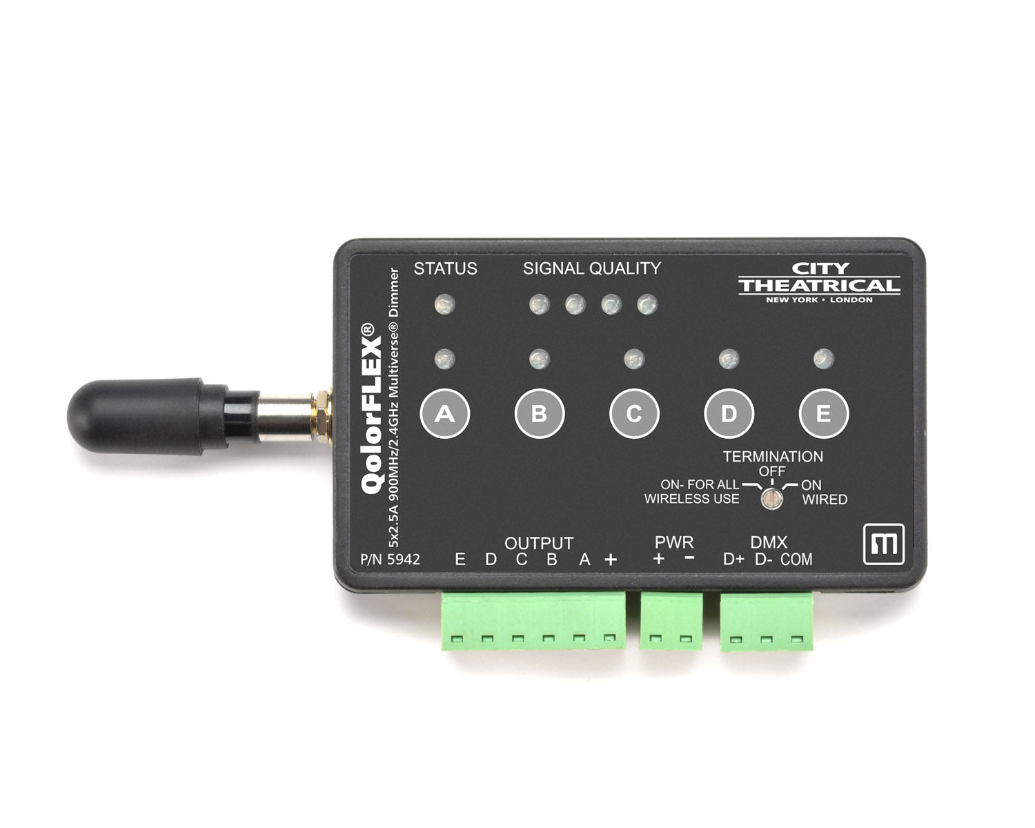 CITQF525A - City Theatrical QolorFLEX 5x2.5A Multiverse Dimmer 2.4GHz DMX or RDM 1 Universe Image 1