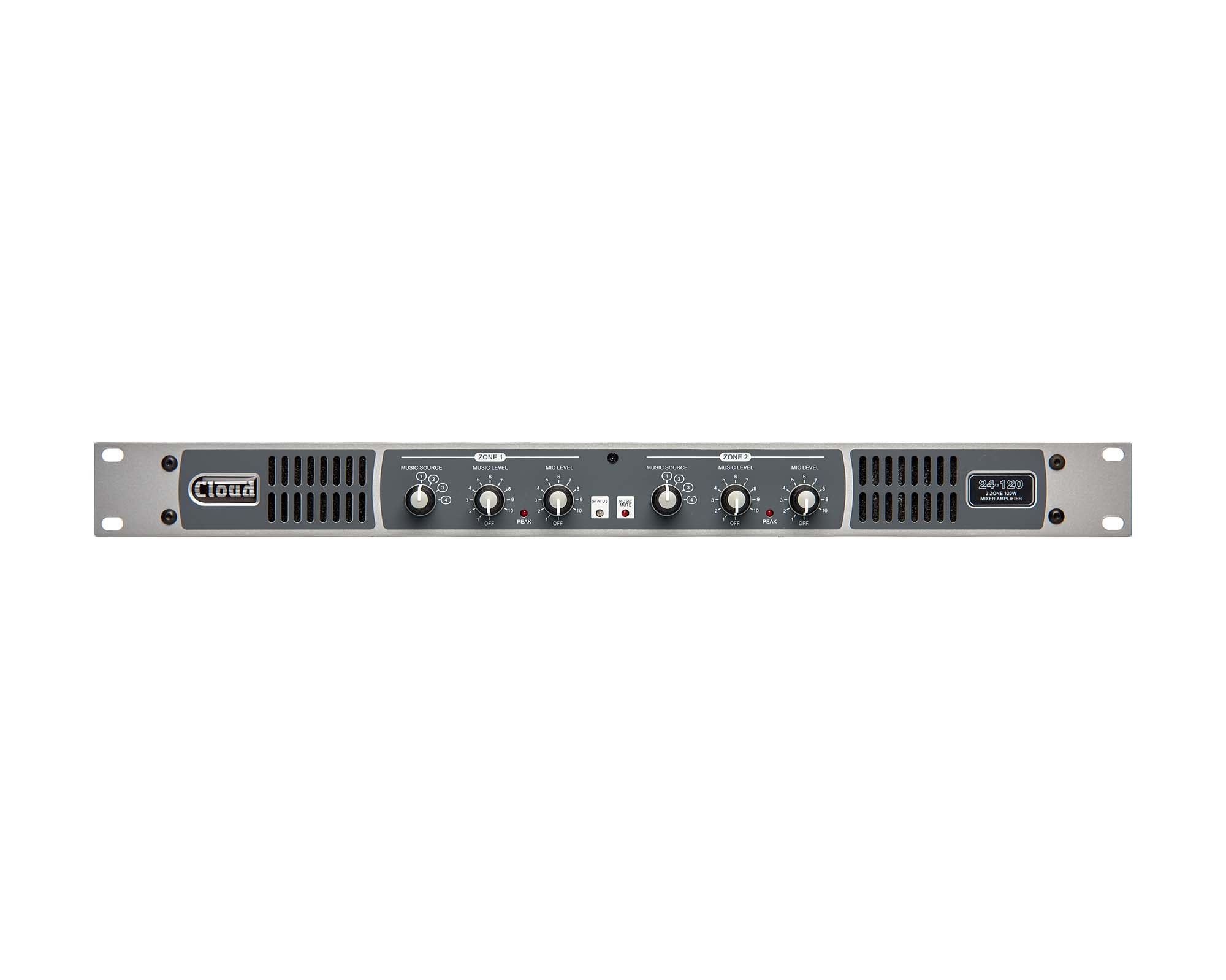 CLO24120 - Cloud 24 120 2 Zone Mixer Amplifier 5 Input 2x120W 4 or 8ohm 100V RS232 1U Image 1