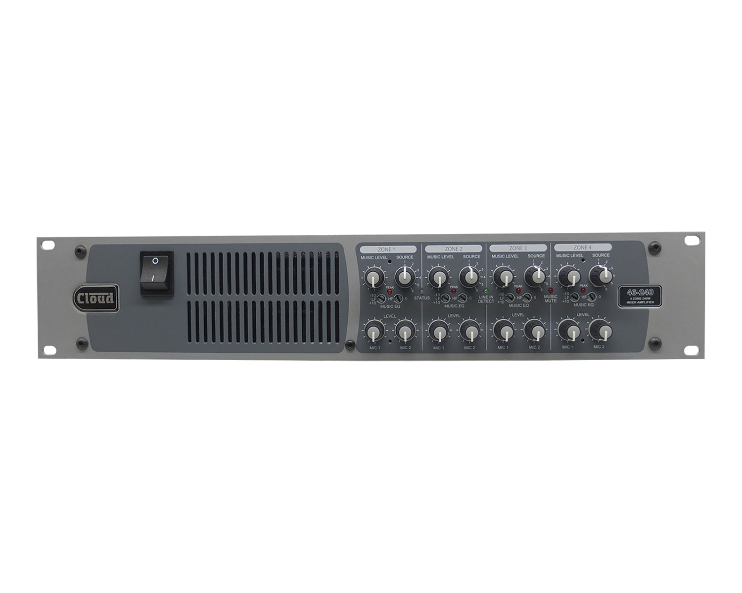 CLO46240 - Cloud 46 240 4 Zone Mixer Amp 6 Line or 2 Mic I or P 4x240W 4ohm or 100V 2U Image 1