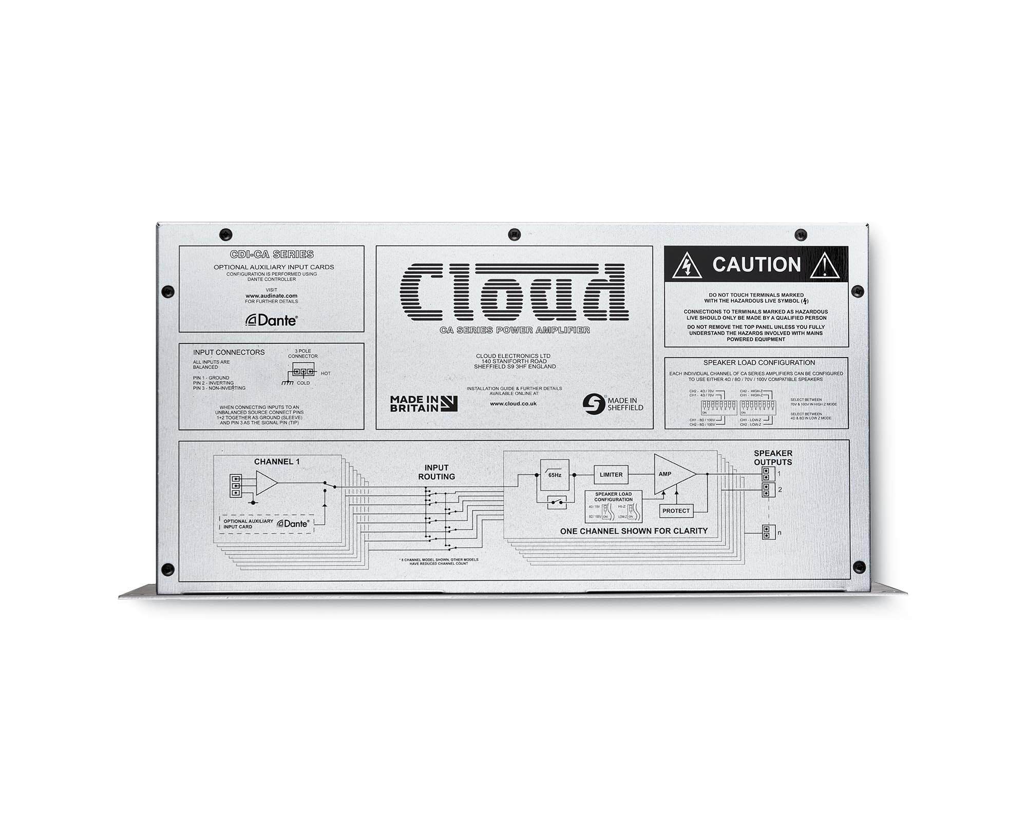 CLOCA2250 - Cloud CA2250 Auto Power Sharing Amplifier 4ohm or 8ohm 100V 2x250W 2U Image 2