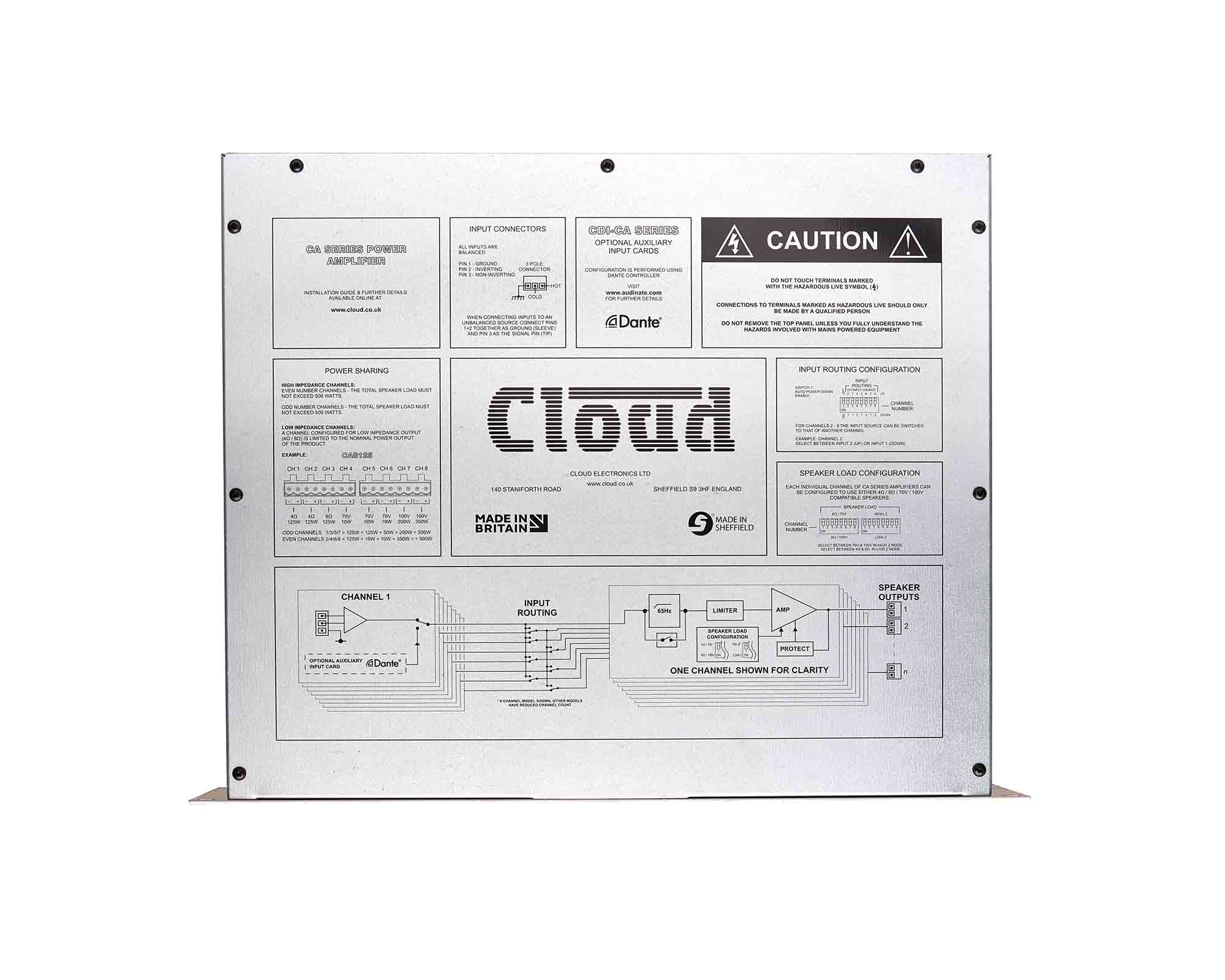 CLOCA4250 - Cloud CA4250 Auto Power Sharing Amplifier 4ohm or 8ohm 100V 4x250W 2U Image 2