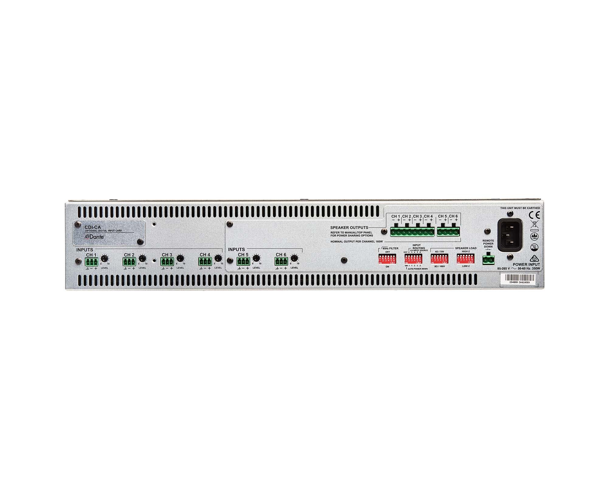 CLOCA6160 - Cloud CA6160 Auto Power Sharing Amplifier 4ohm or 8ohm 100V 6x160W 2U Image 3