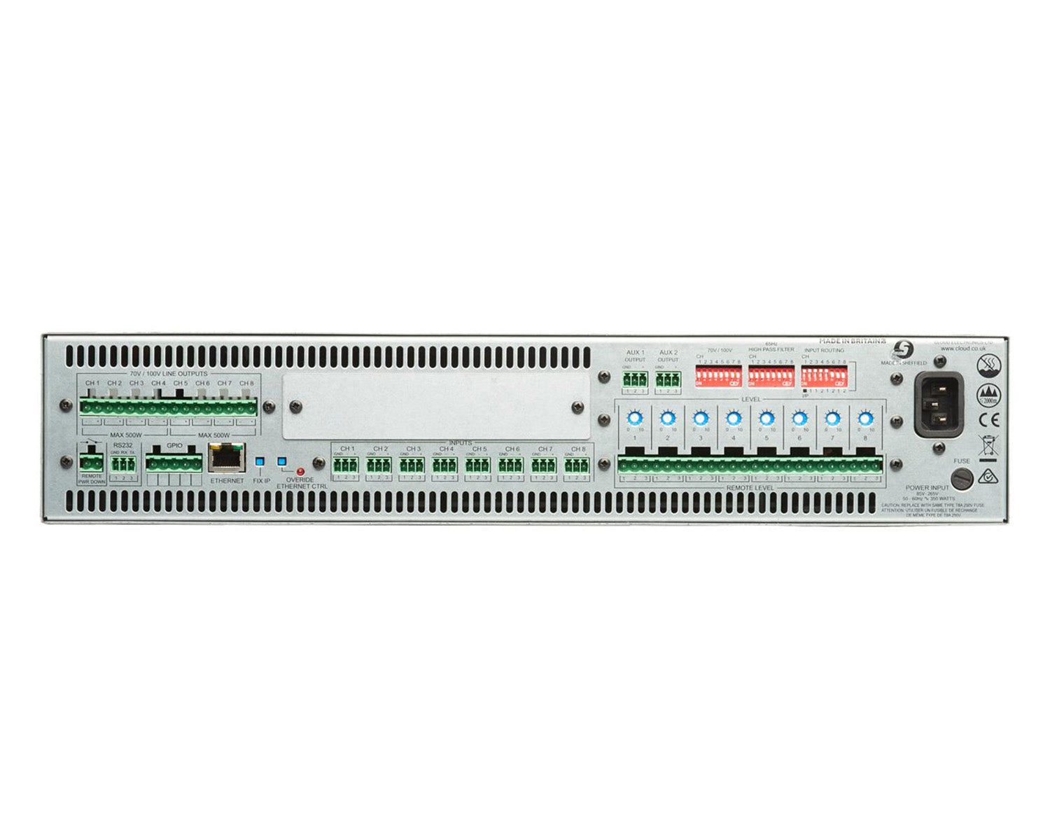 CLOCV8125 - Cloud CV8125 Energy Star Compliant Digital Amp with DSP 8x125W 100V 2U Image 2